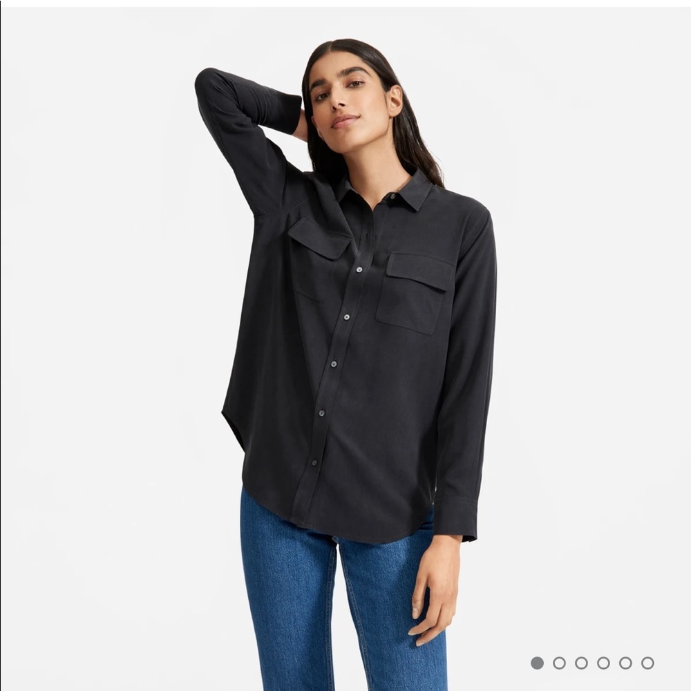 Everlane Washable Silk Relaxed Shirt Black